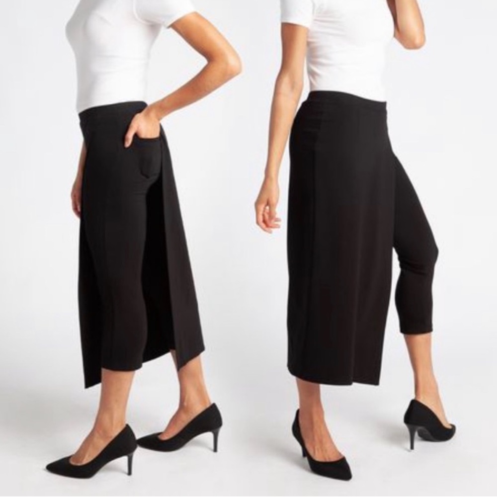 Betabrand Black Sassiest Skirt Overlay Pants Petite Large